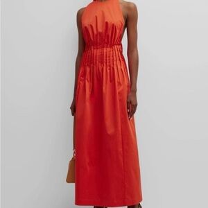 Bondi Born Womens Orange Pampelonne Sleeveless Pleated Maxi Dress